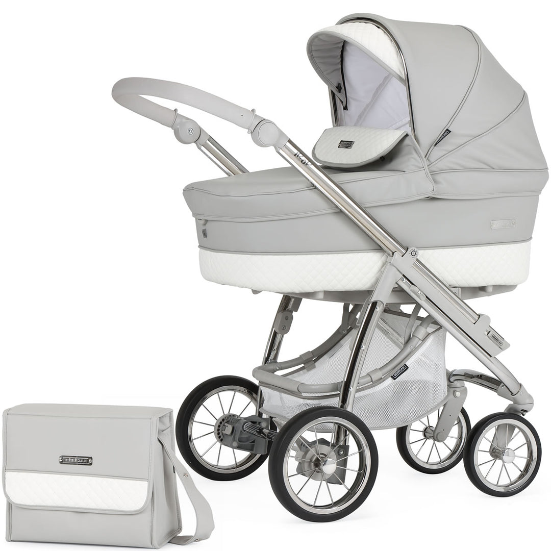Bebecar Ip-Op Classic XL Duo 2 in 1 Pram + Raincover, Silver Grey