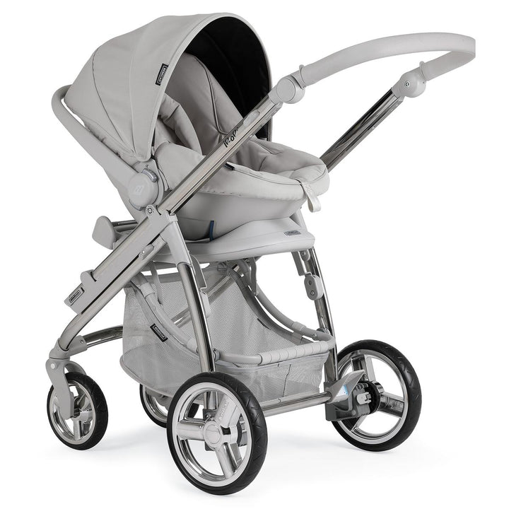 Bebecar Ip-Op Classic XL Trio 3 in 1 Travel System + Lie Flat Car Seat, FREE Changing Bag, Polished Pebble