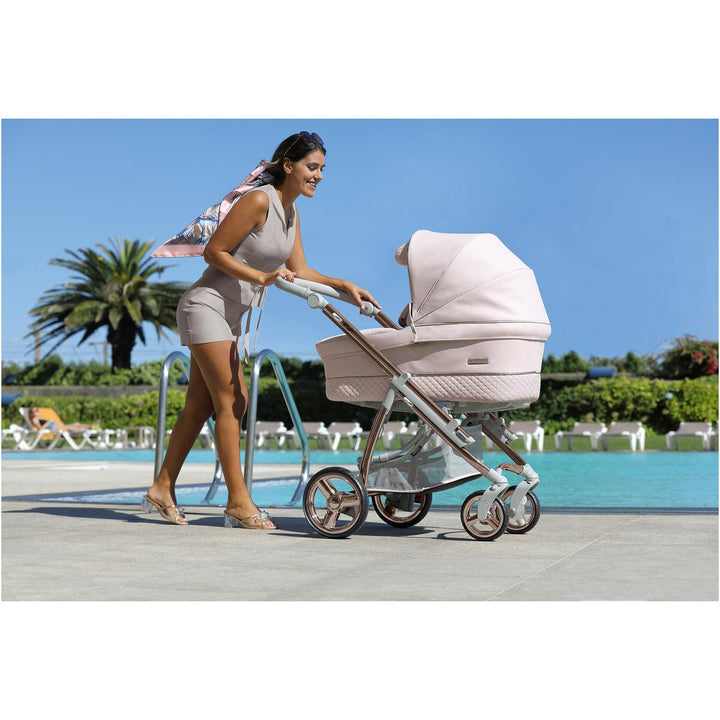 Bebecar Ip-Op Classic XL Trio 3 in 1 Travel System + Lie Flat Car Seat, FREE Changing Bag, Rose Blush