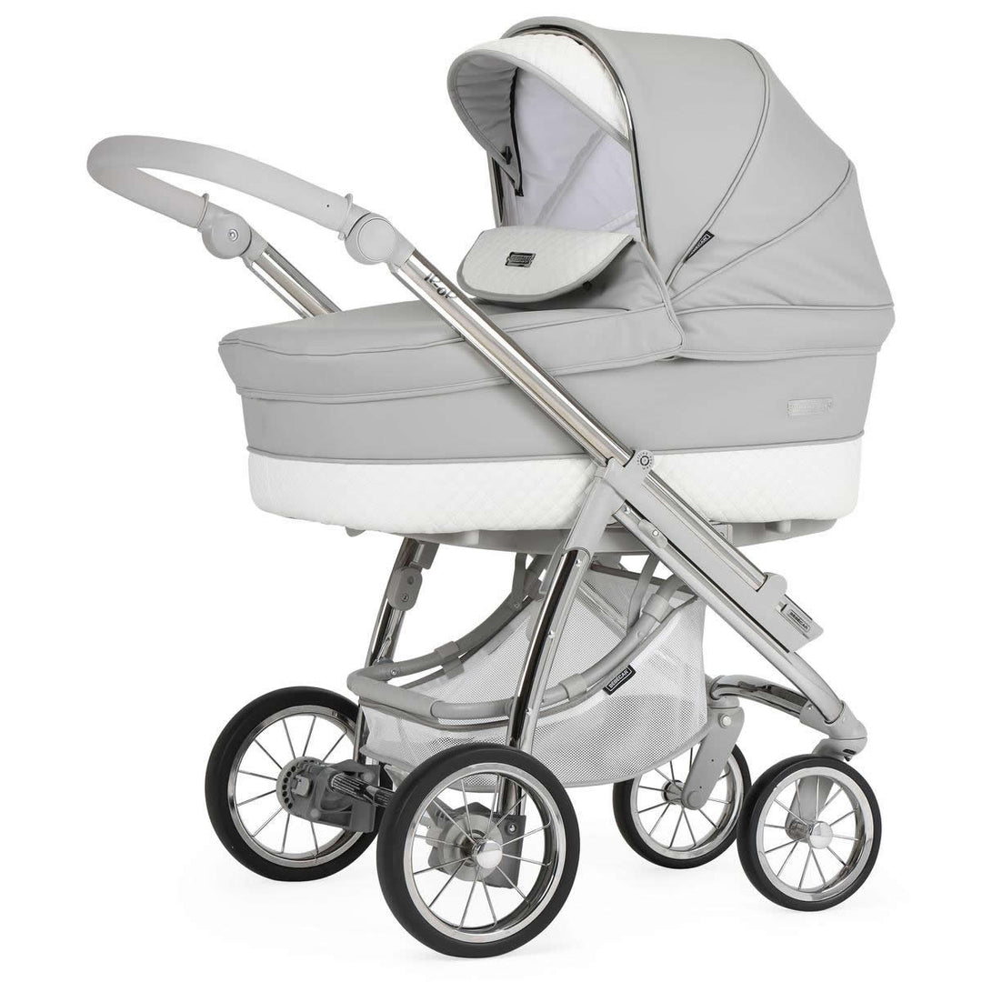 Bebecar Ip-Op Classic XL Trio 3 in 1 Travel System + Lie Flat Car Seat, FREE Changing Bag, Silver Grey