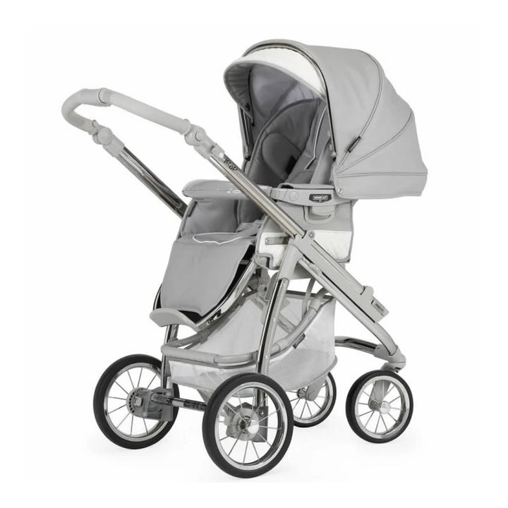 Bebecar Ip-Op Classic XL Trio 3 in 1 Travel System + Lie Flat Car Seat, FREE Changing Bag, Silver Grey