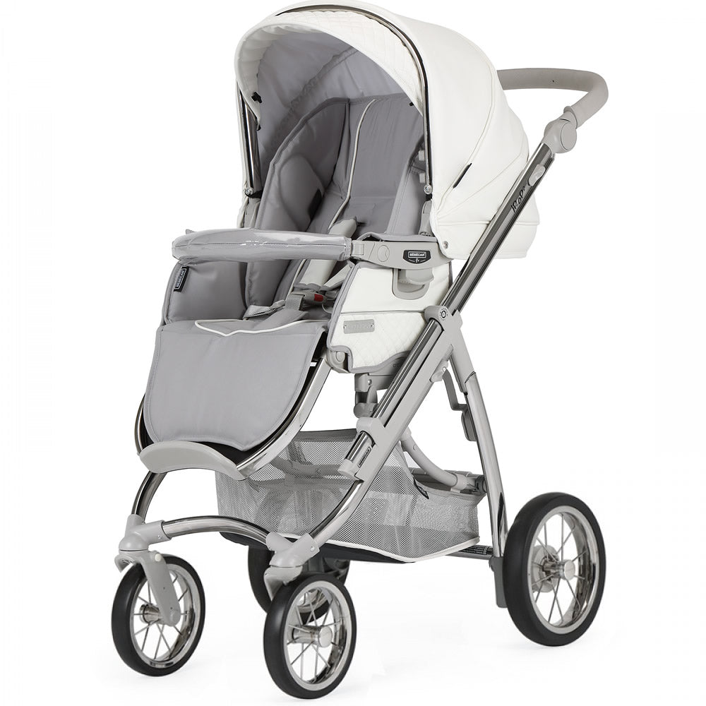 Bebecar Ip-Op Classic XL Duo 2 in 1 Pram + Raincover, FREE Changing Bag, White Delight