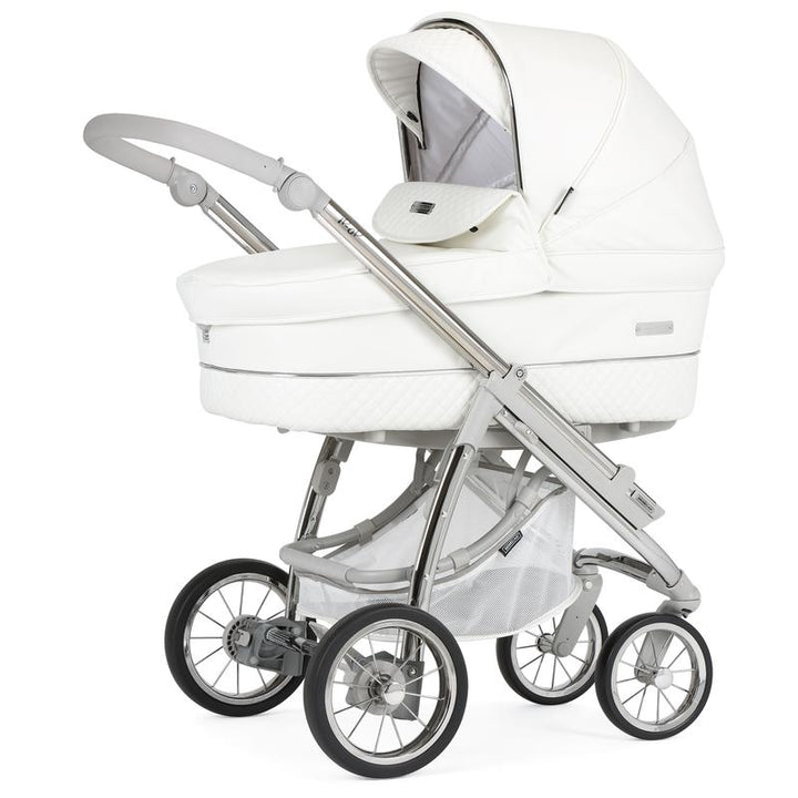 Bebecar Ip-Op Classic XL Trio 3 in 1 Travel System + Lie Flat Car Seat, FREE Changing Bag, White Delight