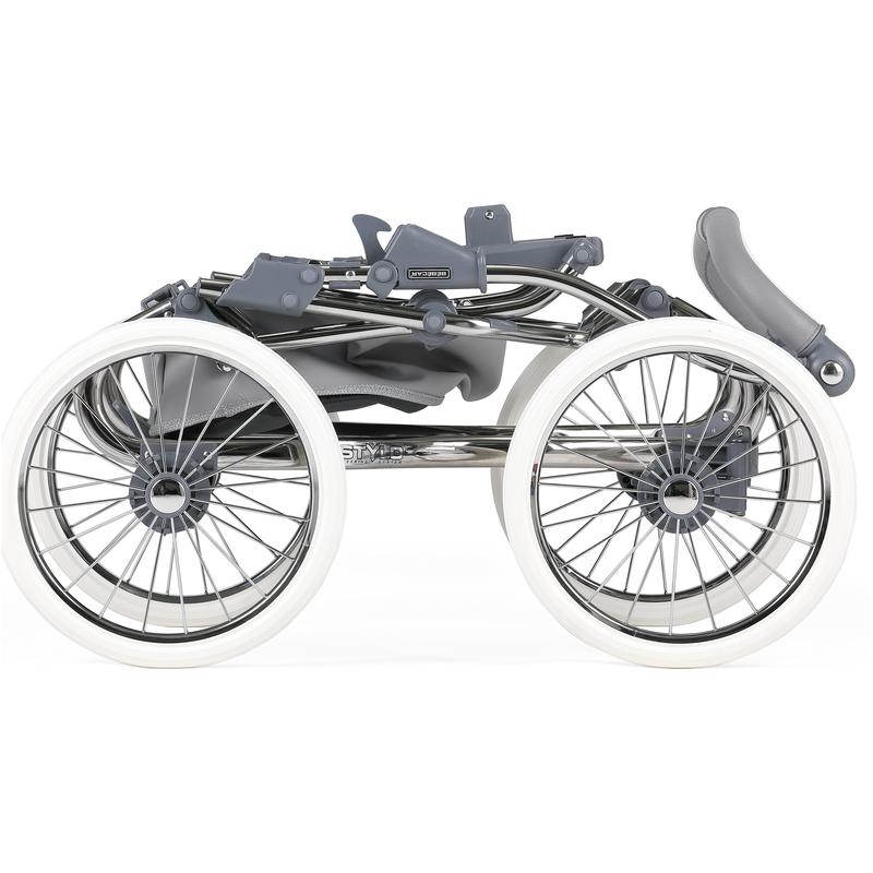 Bebecar Prive Stylo Class+ 2 in 1 Pram + Raincover, FREE Changing Bag, White Sparkle