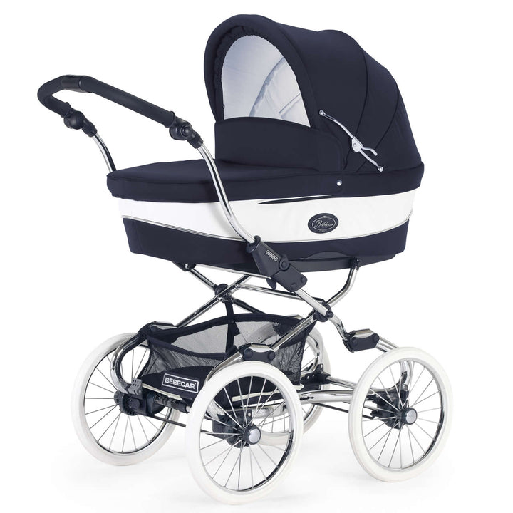 Bebecar Stylo Class+ Classic Pram + Lie Flat Car Seat Travel System + Raincover, Oxford Blue