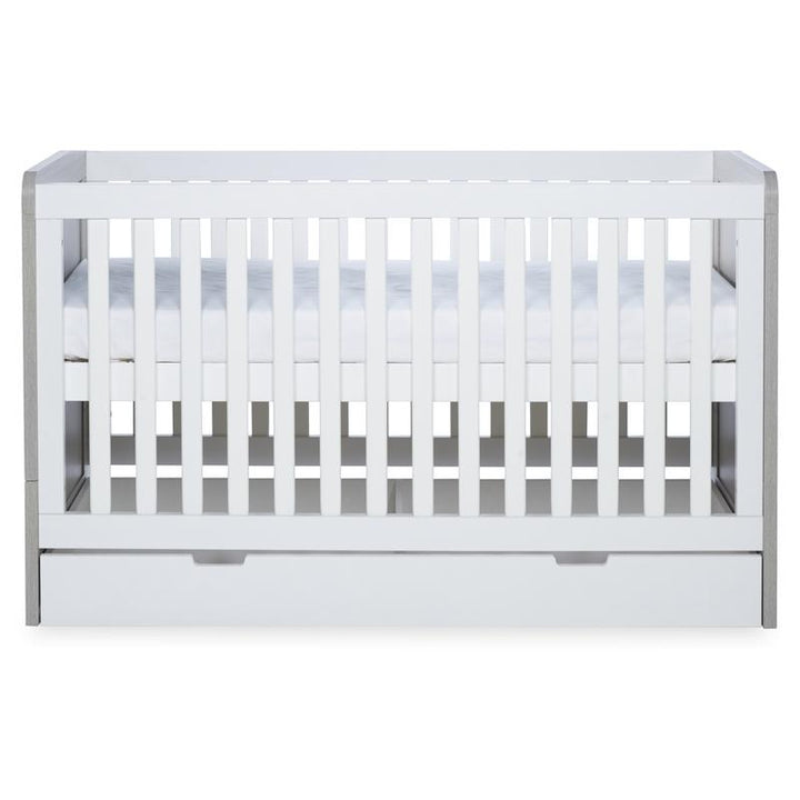 Ickle Bubba Pembrey Cot Bed, Ash Grey & White