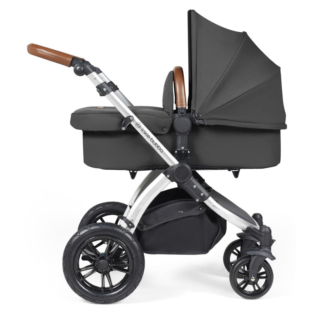 Ickle Bubba Stomp Luxe i-Size Cirrus Travel System & Home 14 Piece Bundle, Charcoal Grey/Silver