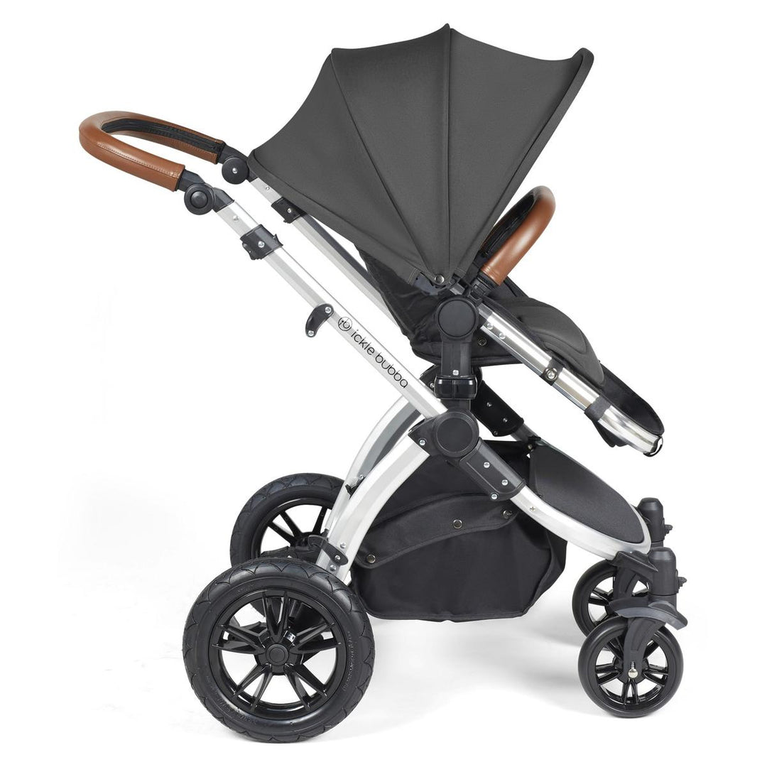 Ickle Bubba Stomp Luxe i-Size Cirrus Travel System & Home 14 Piece Bundle, Charcoal Grey/Silver