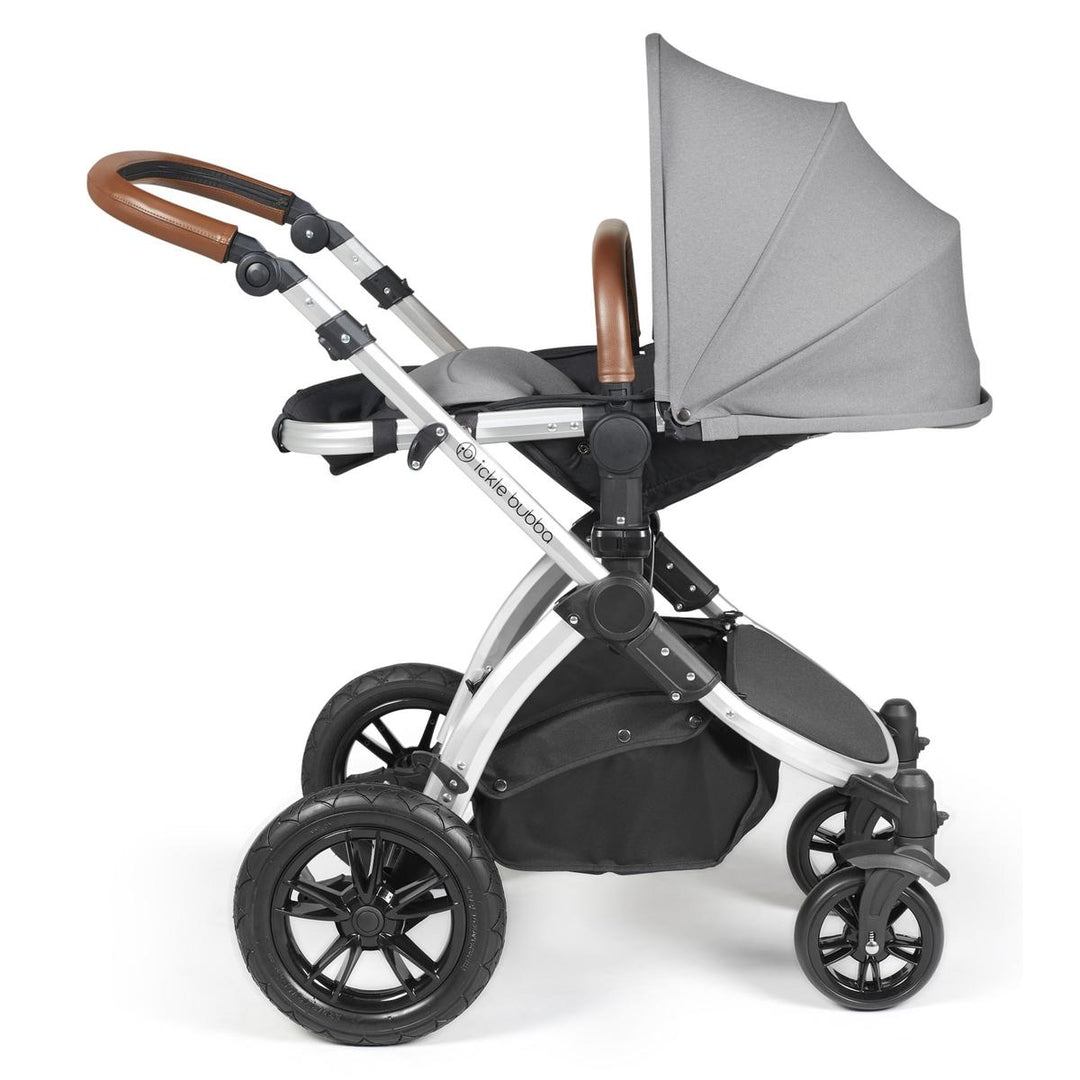 Ickle Bubba Stomp Luxe i-Size Cirrus Travel System & Home 14 Piece Bundle, Pearl Grey/Silver