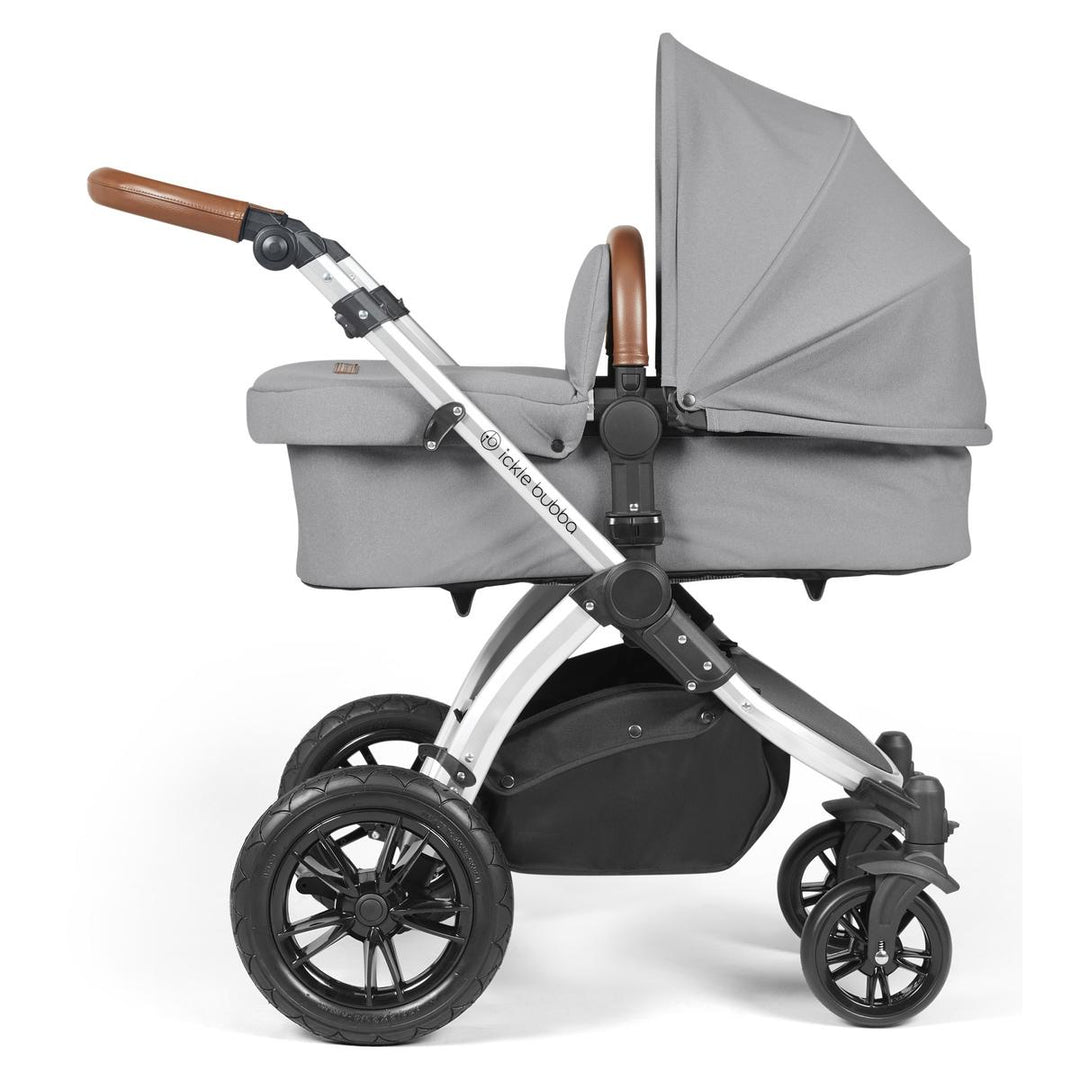 Ickle Bubba Stomp Luxe i-Size Cirrus Travel System & Home 14 Piece Bundle, Pearl Grey/Silver