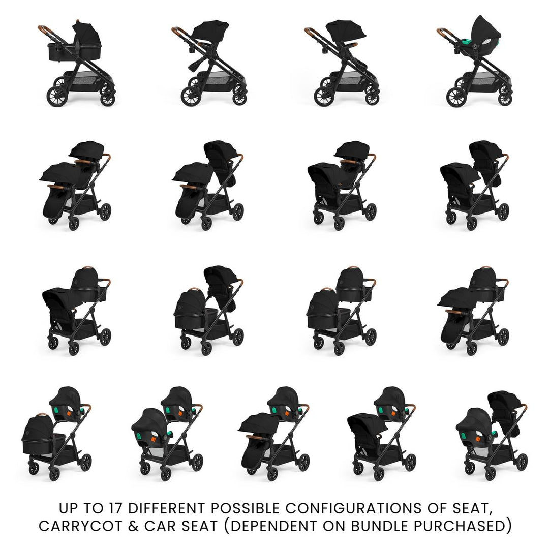 Ickle Bubba Virgo Growing Family 11 Piece Pram, Black