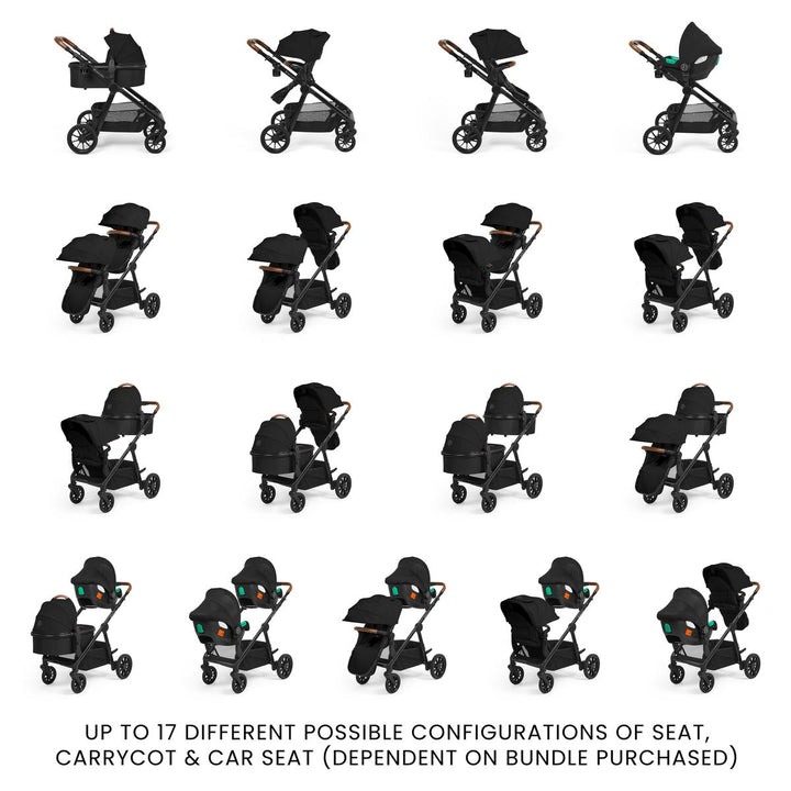 Ickle Bubba Virgo Growing Family 11 Piece Pram, Black