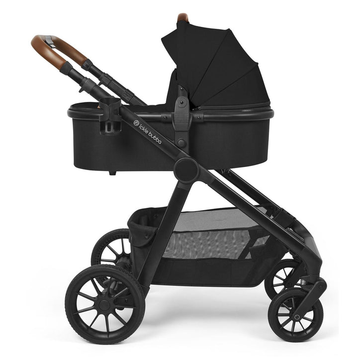 Ickle Bubba Virgo Growing Family 14 Piece Travel System with i-Size Cirrus Car Seat + Isofix Base, Black