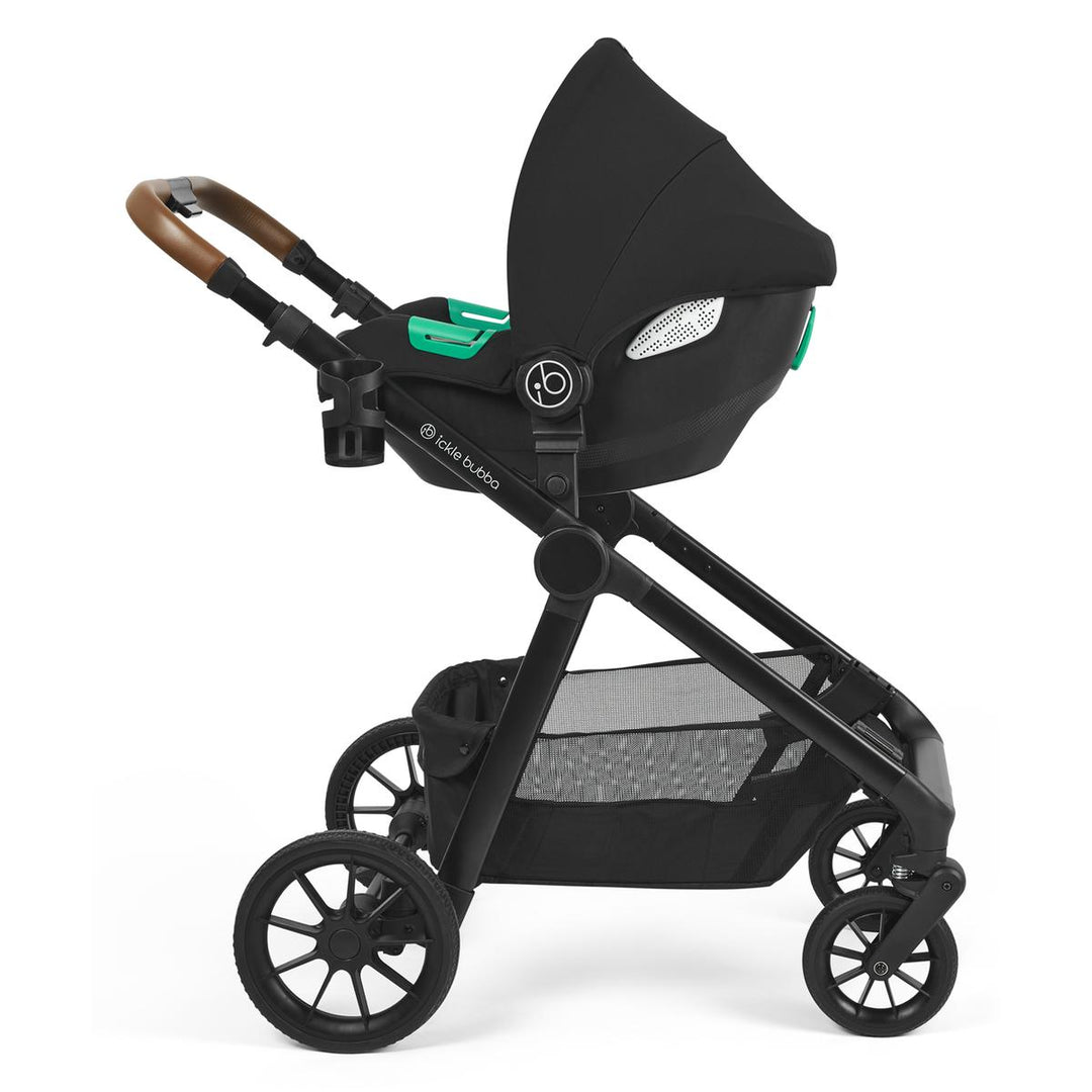 Ickle Bubba Virgo Growing Family 14 Piece Travel System with i-Size Cirrus Car Seat + Isofix Base, Black