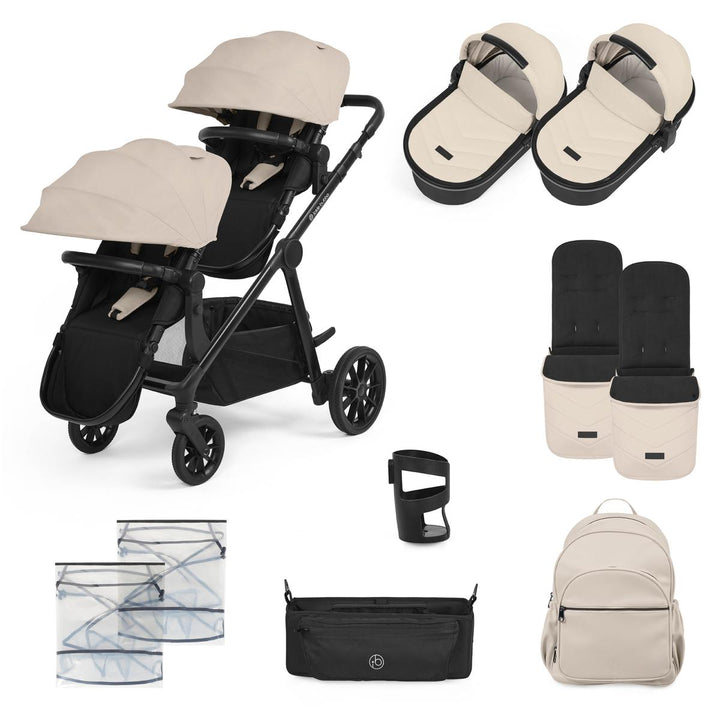 Ickle Bubba Virgo Twin 12 Piece Pram Bundle, Stone