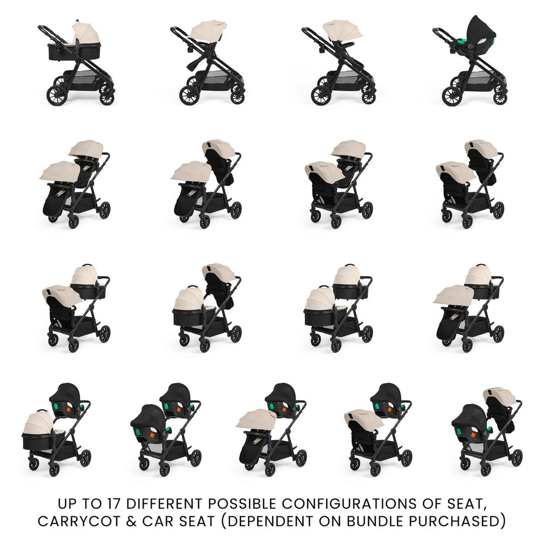 Ickle Bubba Virgo Twin 12 Piece Pram Bundle, Stone