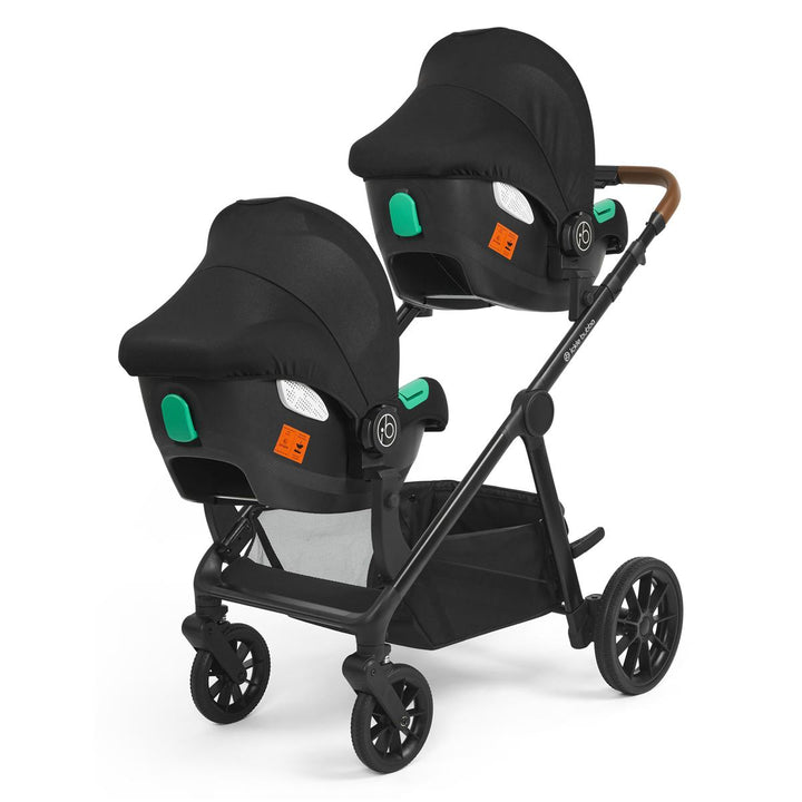 Ickle Bubba Virgo Twin 18 Piece Travel System with i-Size Cirrus Car Seats & Isofix Bases, Black