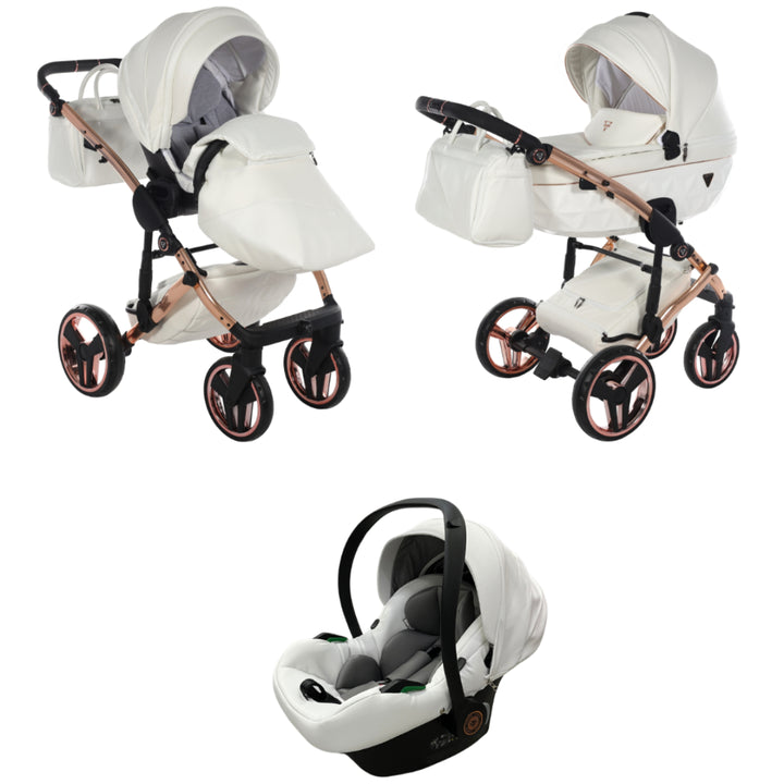 Junama Fluo Individual 3 in 1 Travel System, White Rose Gold