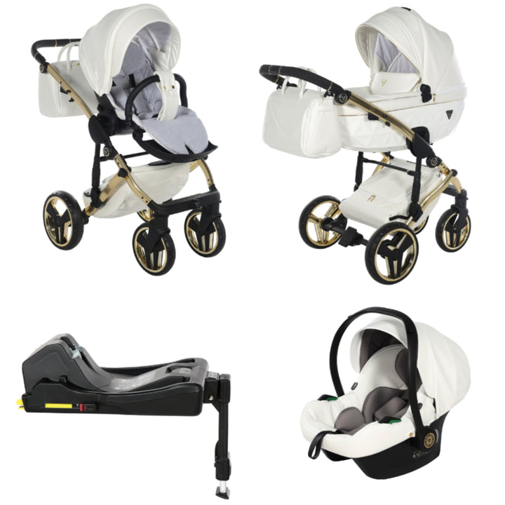 Junama Fluo Individual 4 in 1 Isofix Travel System, White Gold