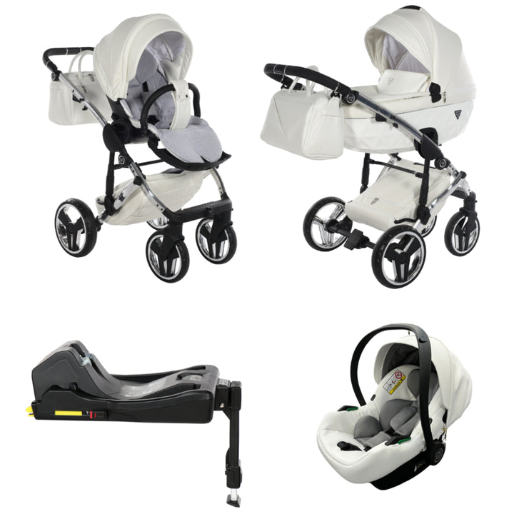 Junama Fluo Individual 4 in 1 Isofix Travel System, White Silver