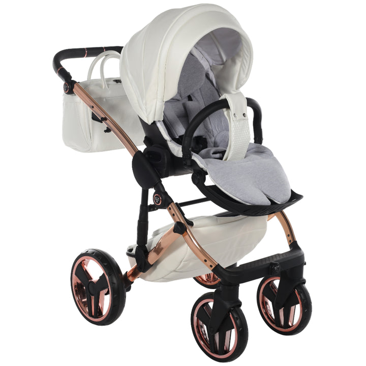 Junama Fluo Individual 4 in 1 Isofix Travel System, White Rose Gold
