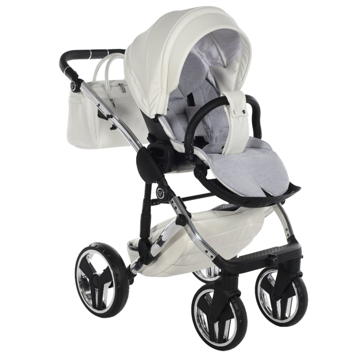 Junama Fluo Individual 2 in 1 Pram & Pushchair, White Silver
