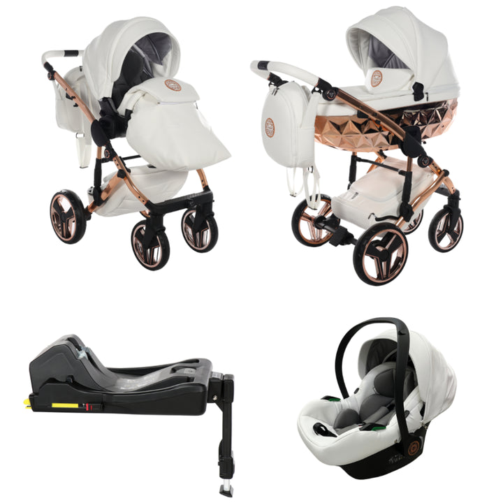 Junama Handcraft 4 in 1 Isofix Travel System, White Rose Gold