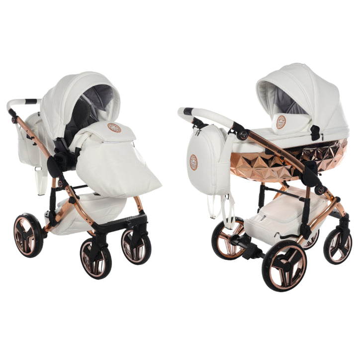 Junama Handcraft 2 in 1 Pram & Pushchair, White Rose Gold