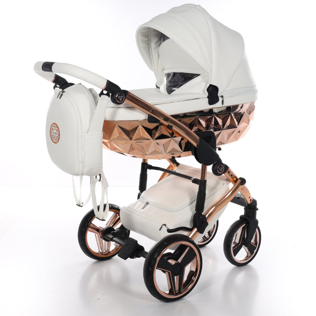 Junama Handcraft 2 in 1 Pram & Pushchair, White Rose Gold