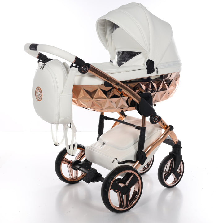 Junama Handcraft 2 in 1 Pram & Pushchair, White Rose Gold