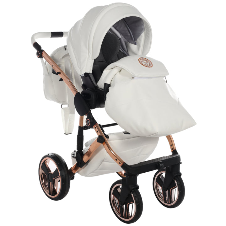 Junama Handcraft 2 in 1 Pram & Pushchair, White Rose Gold