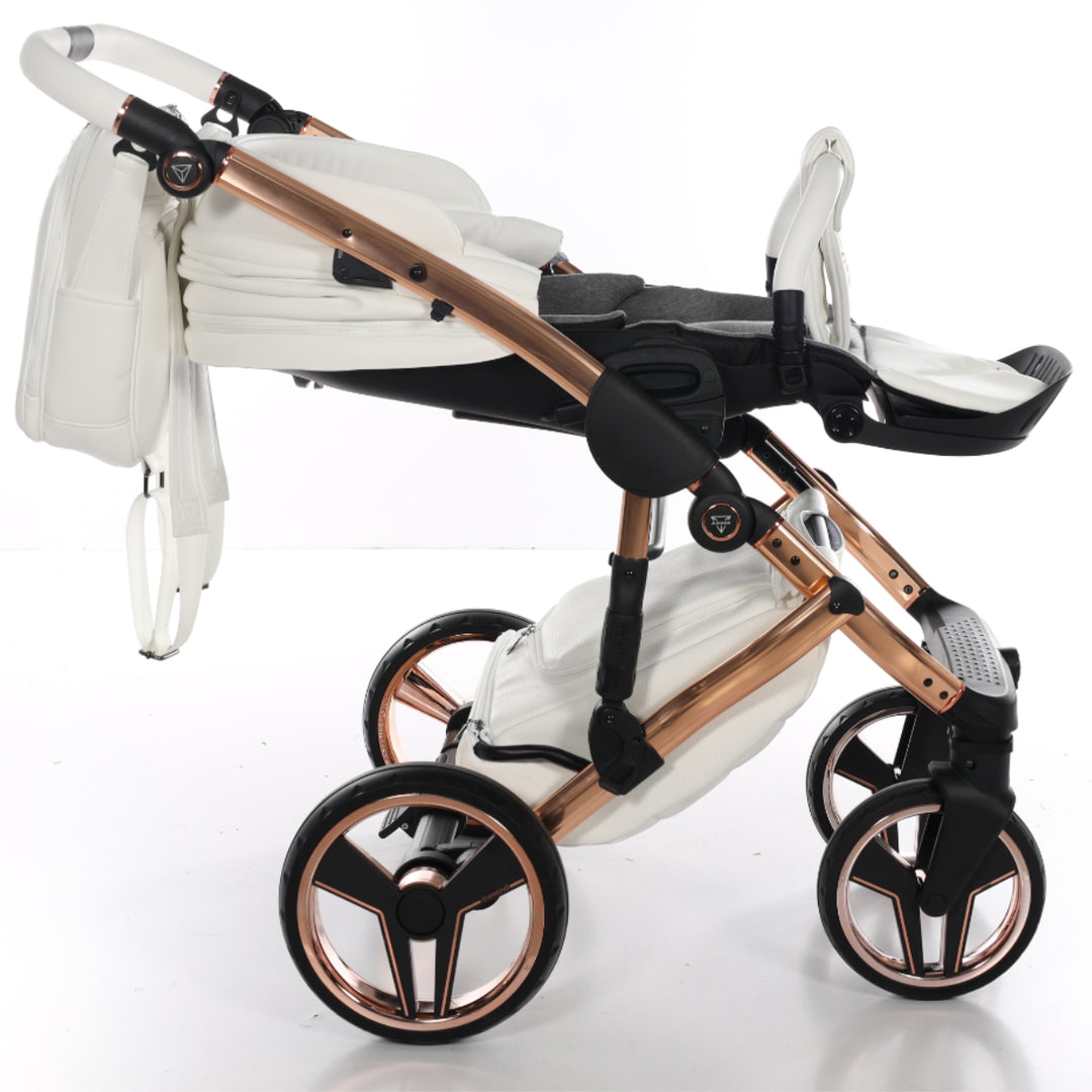 Junama Handcraft 2 in 1 Pram & Pushchair, White Rose Gold