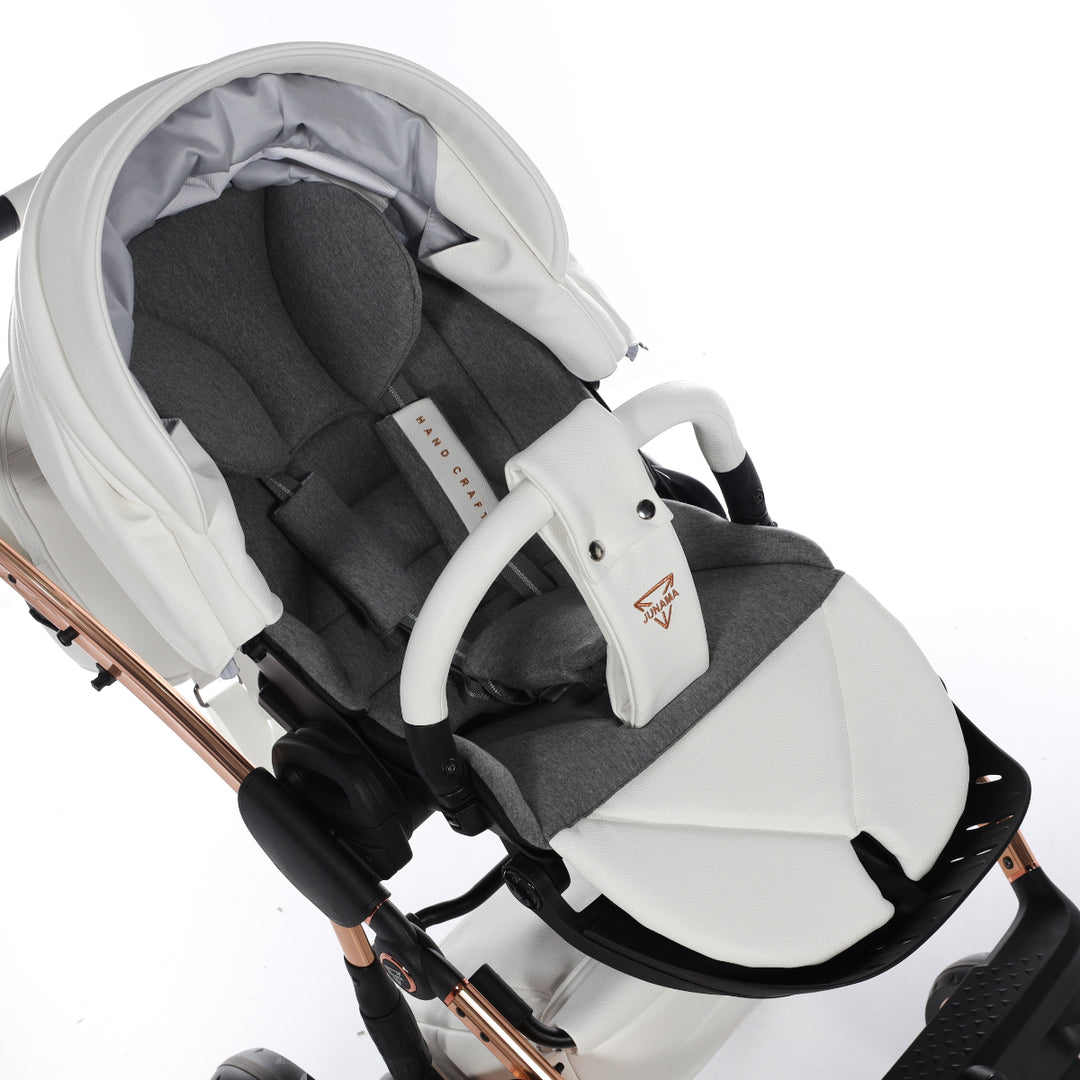 Junama Handcraft 2 in 1 Pram & Pushchair, White Rose Gold