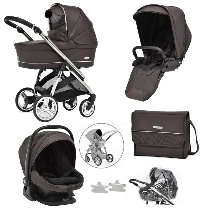Bebecar Minipop Trio 3 in 1 Travel System + Lie Flat Car Seat, FREE Changing Bag, Cacao