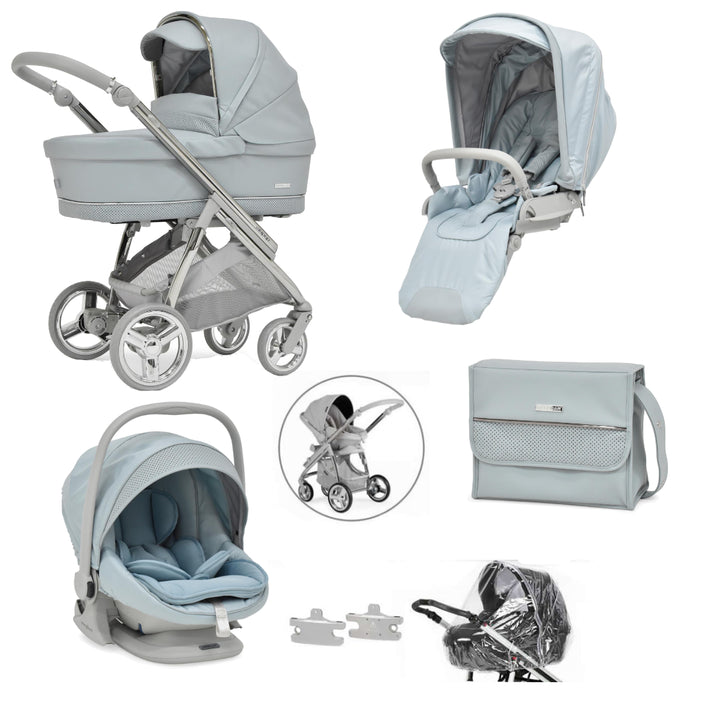 Bebecar Minipop Trio 3 in 1 Travel System + Lie Flat Car Seat, FREE Changing Bag, Celestine