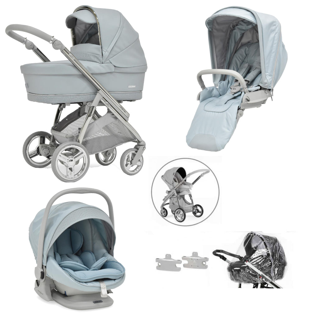 Bebecar Minipop Trio 3 in 1 Travel System + Lie Flat Car Seat, Celestine