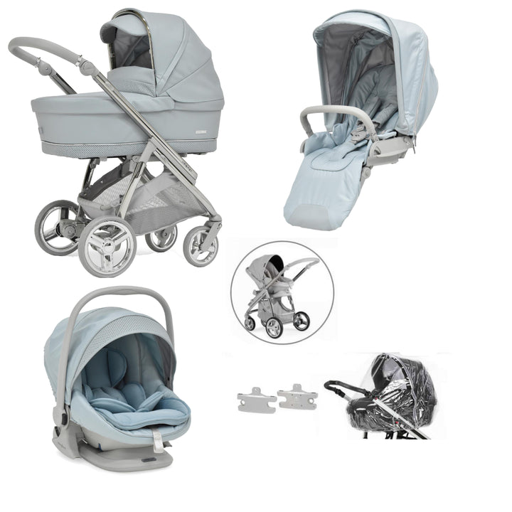 Bebecar Minipop Trio 3 in 1 Travel System + Lie Flat Car Seat, Celestine