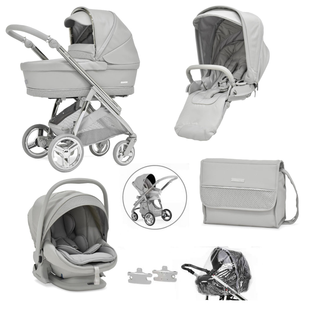 Bebecar Minipop Trio 3 in 1 Travel System + Lie Flat Car Seat, Graphite