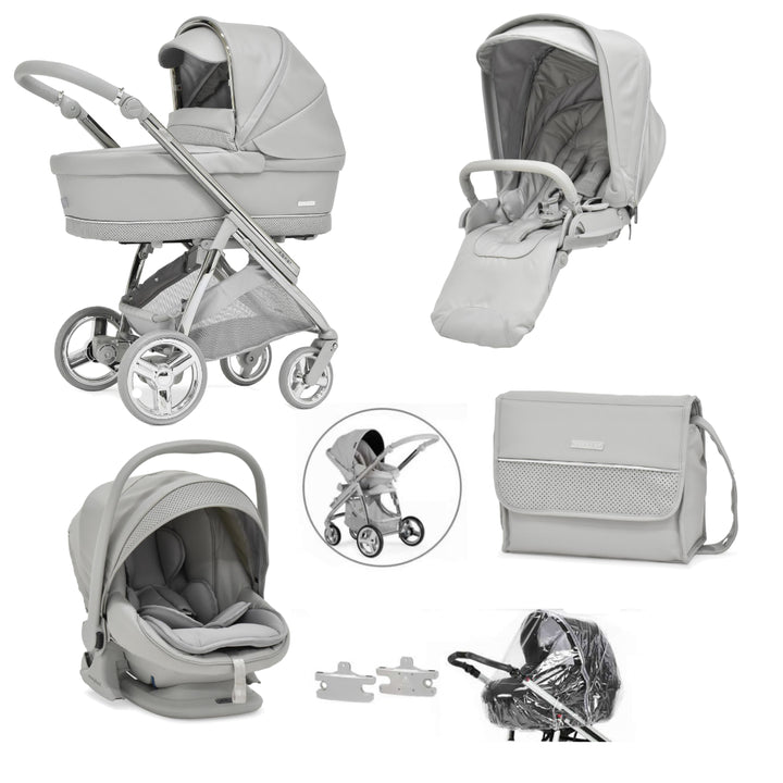 Bebecar Minipop Trio 3 in 1 Travel System + Lie Flat Car Seat, Graphite