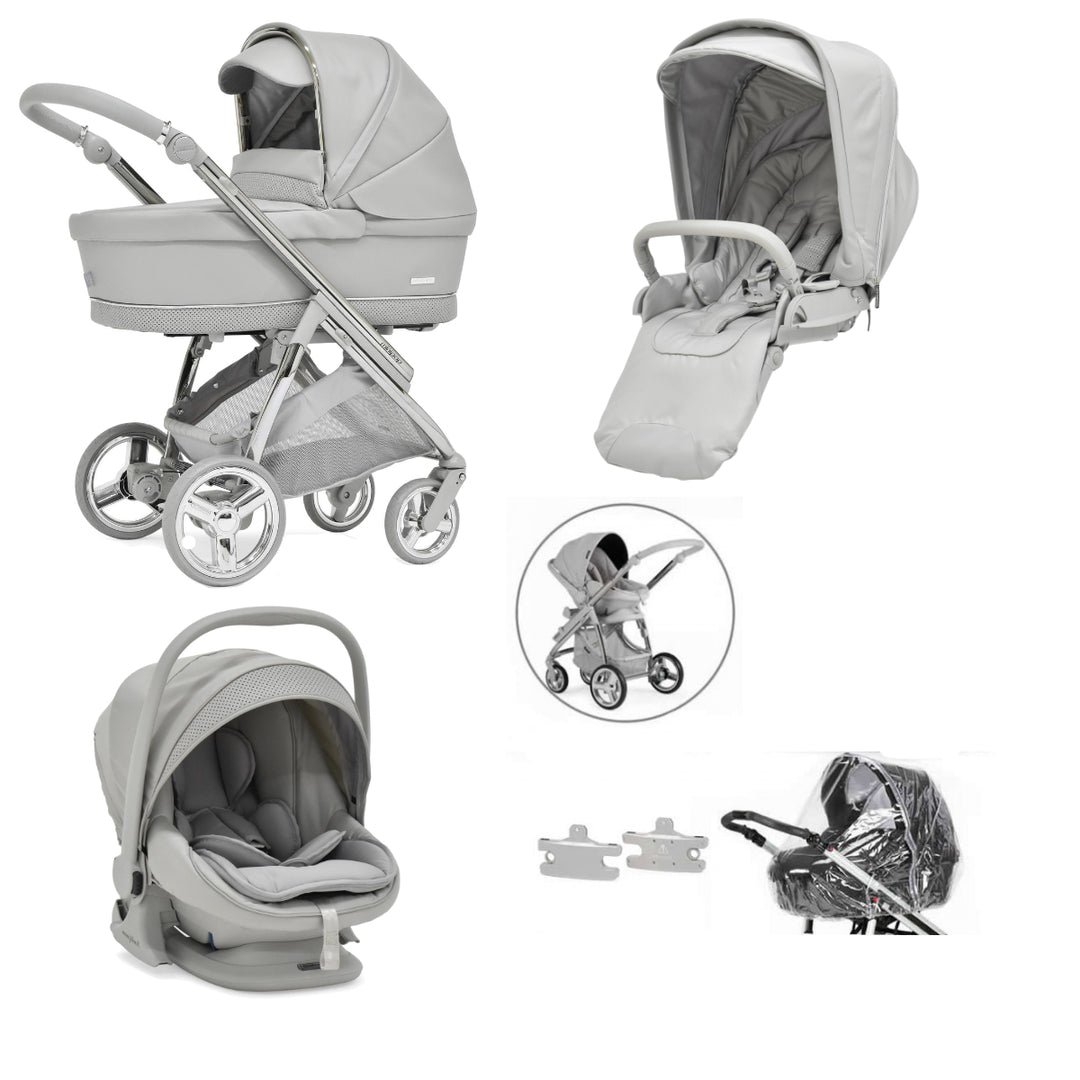 Bebecar Minipop Trio 3 in 1 Travel System + Lie Flat Car Seat, Graphite