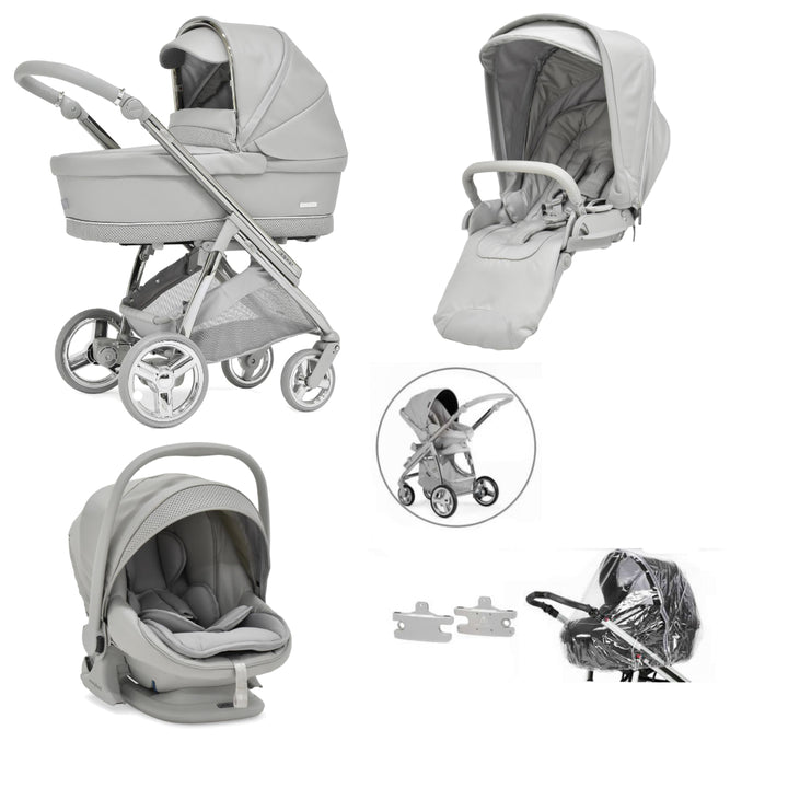Bebecar Minipop Trio 3 in 1 Travel System + Lie Flat Car Seat, Graphite
