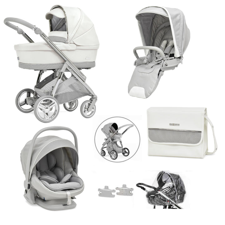 Bebecar Minipop Trio 3 in 1 Travel System + Lie Flat Car Seat, FREE Changing Bag, Halo