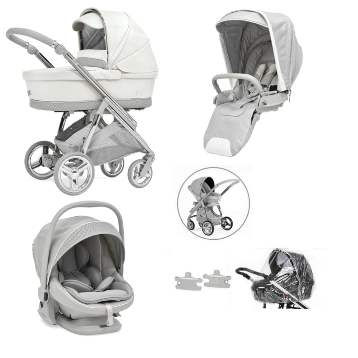 Bebecar Minipop Trio 3 in 1 Travel System + Lie Flat Car Seat, Halo