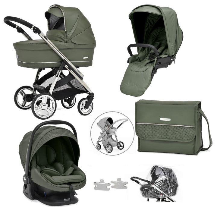 Bebecar Minipop Trio 3 in 1 Travel System + Lie Flat Car Seat, FREE Changing Bag, Sorrel