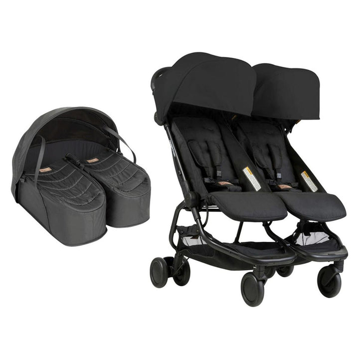 Mountain Buggy Nano Duo Twin Stroller From Birth Bundle, Black