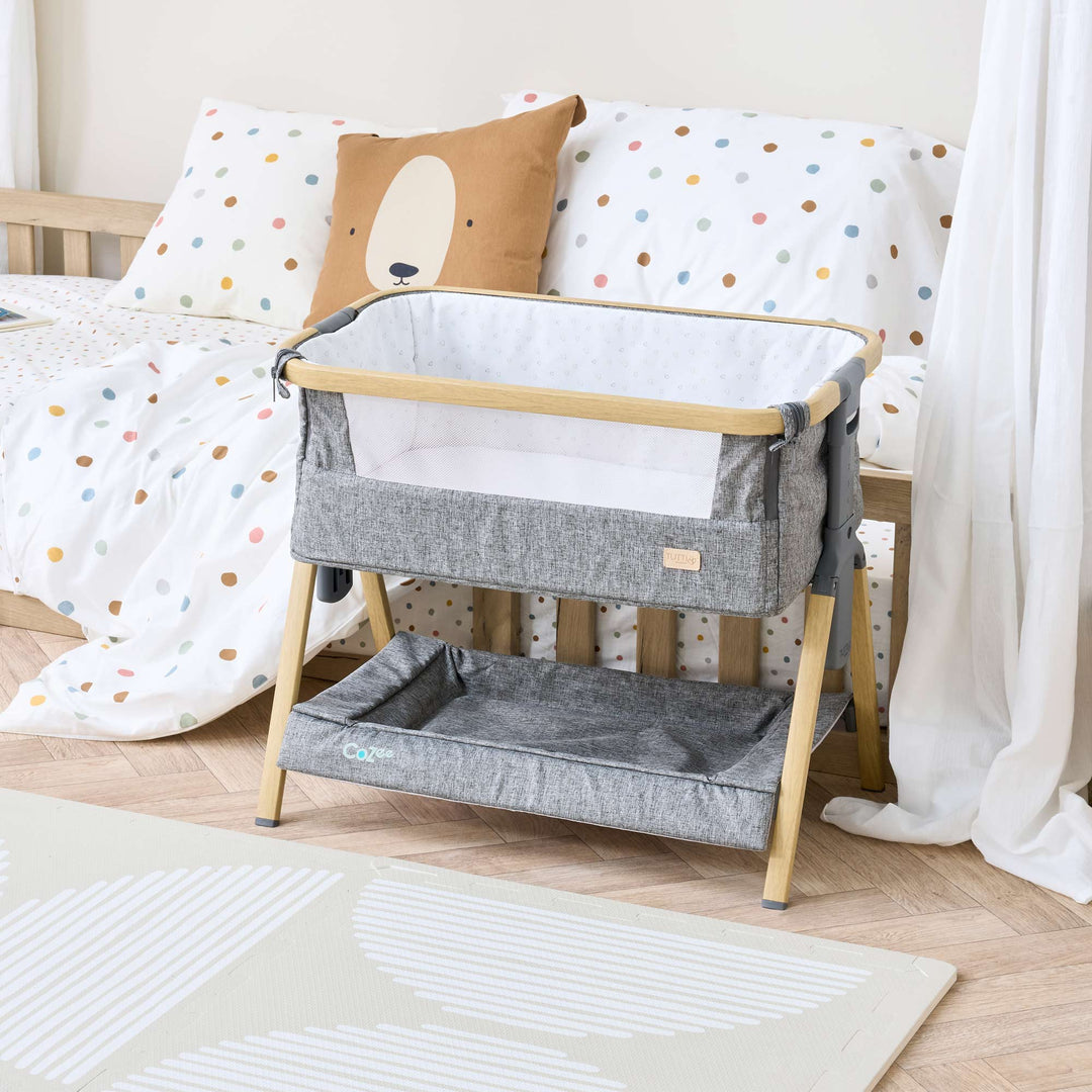 Tutti Bambini CoZee Mini Me Play Crib Oak & Charcoal 6