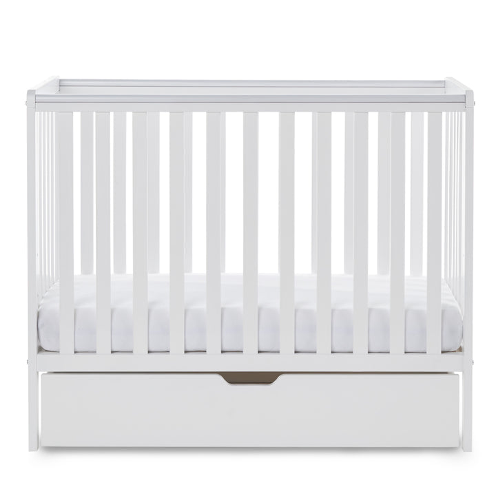 Obaby Bantam Space Saver Cot + Under Drawer + Fibre Mattress, White
