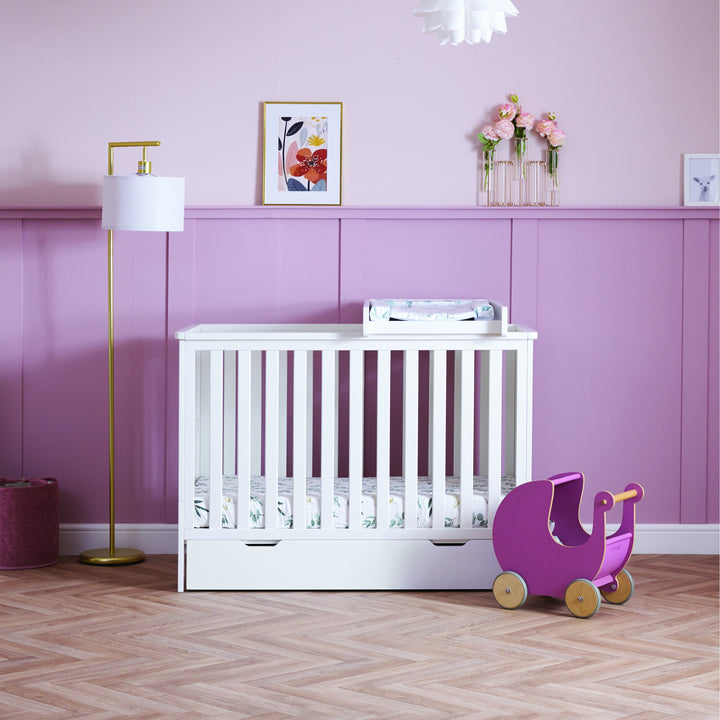 Obaby Evie Mini Cot Bed - White lifestyle