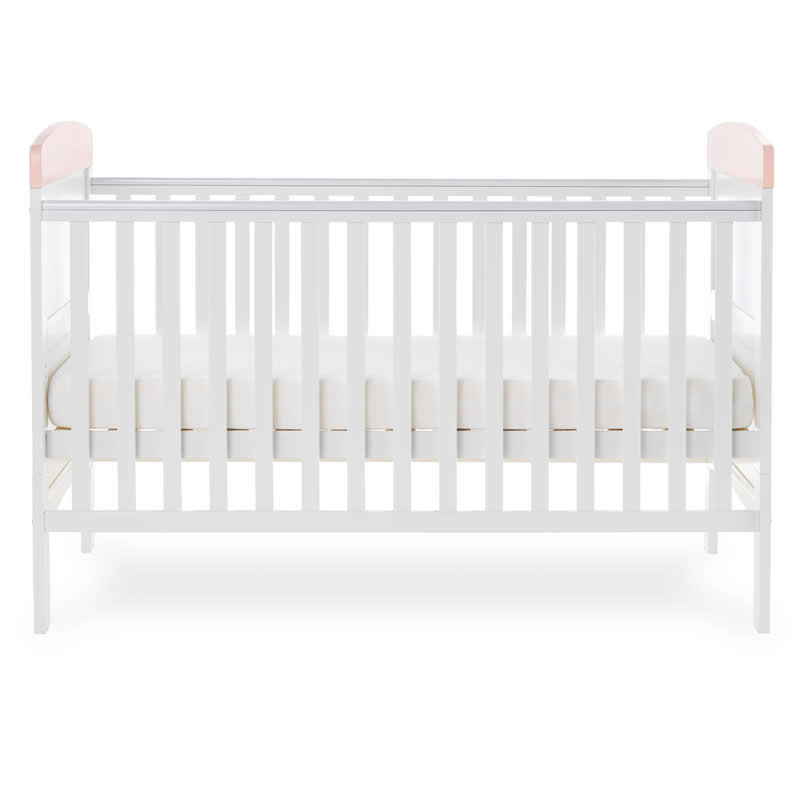 Obaby Grace Inspire Cot Bed & Underdrawer, Water Colour Rabbit Pink