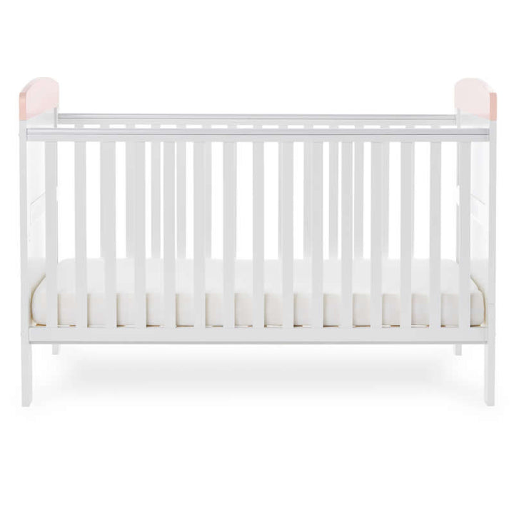 Obaby Grace Inspire Cot Bed & Underdrawer, Water Colour Rabbit Pink